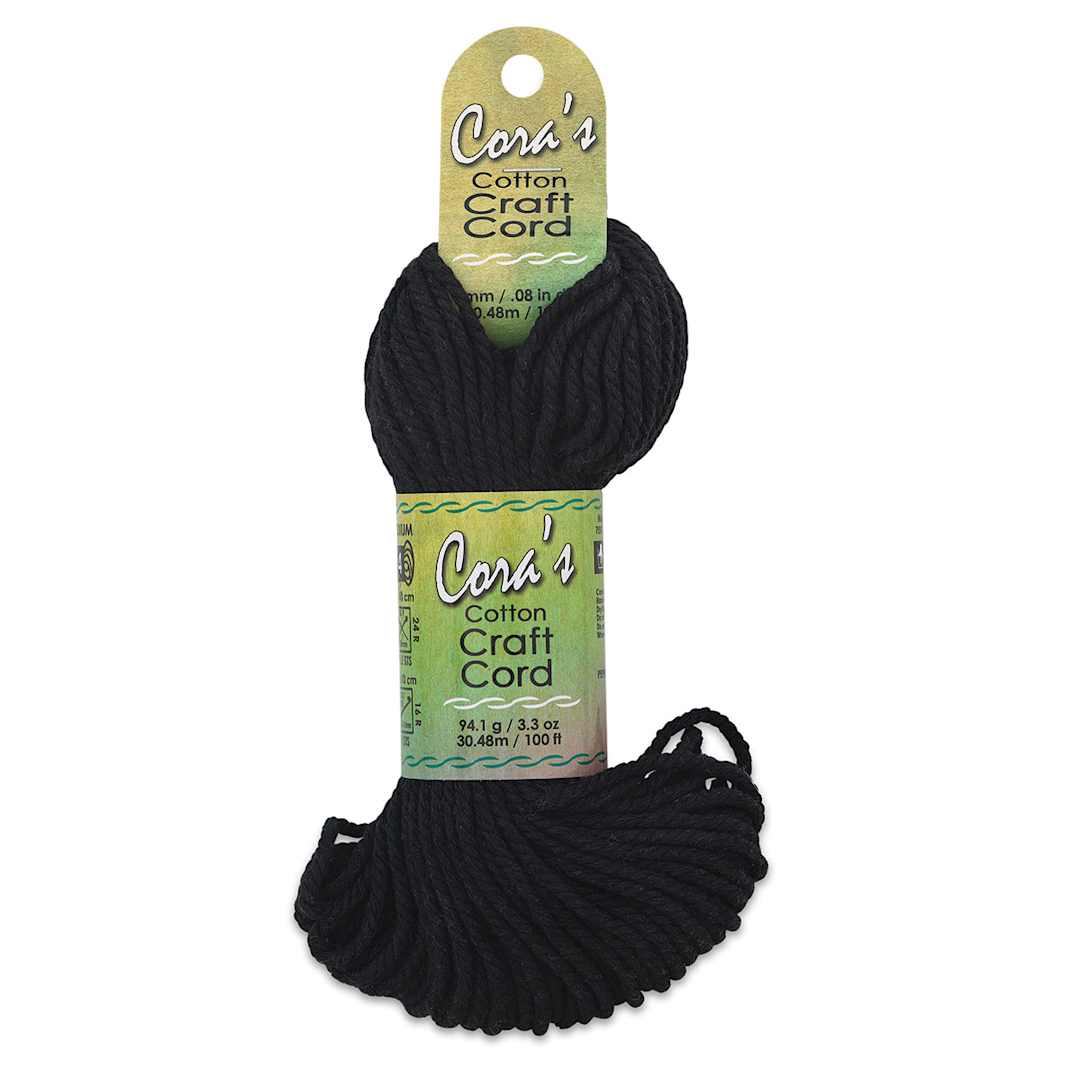 Open in modal - Pepperell Cotton Craft Cord - Black, 2 mm, 100 ft