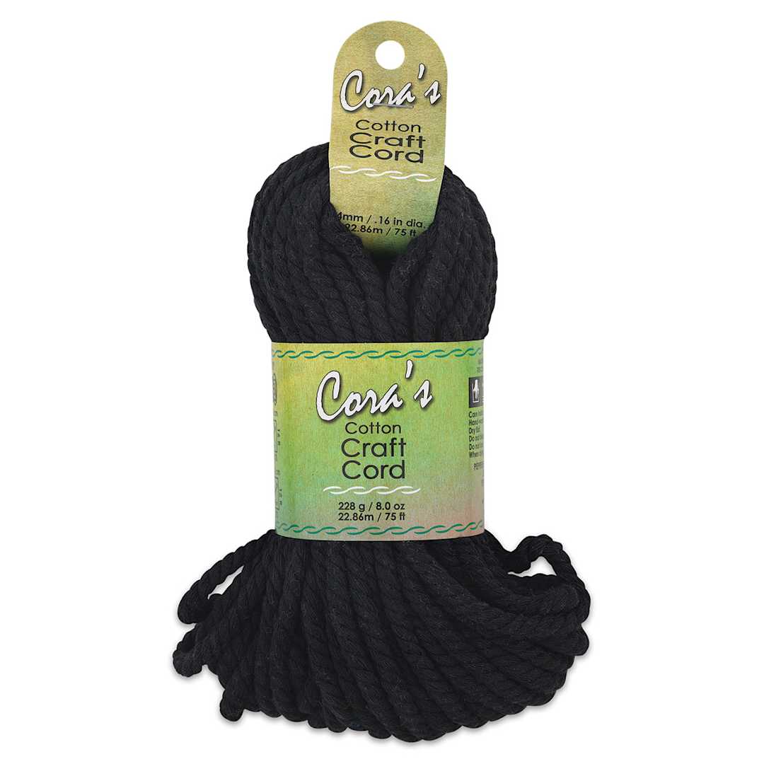 Open in modal - Pepperell Cotton Craft Cord - Black, 4 mm, 75 ft