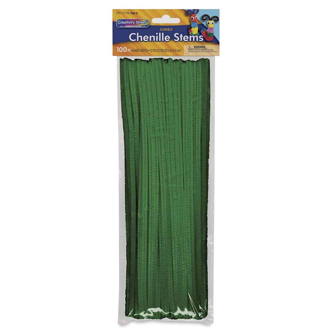 Open in modal - Creativity Street Jumbo Stems - Green, Pkg of 100 - front of packaging