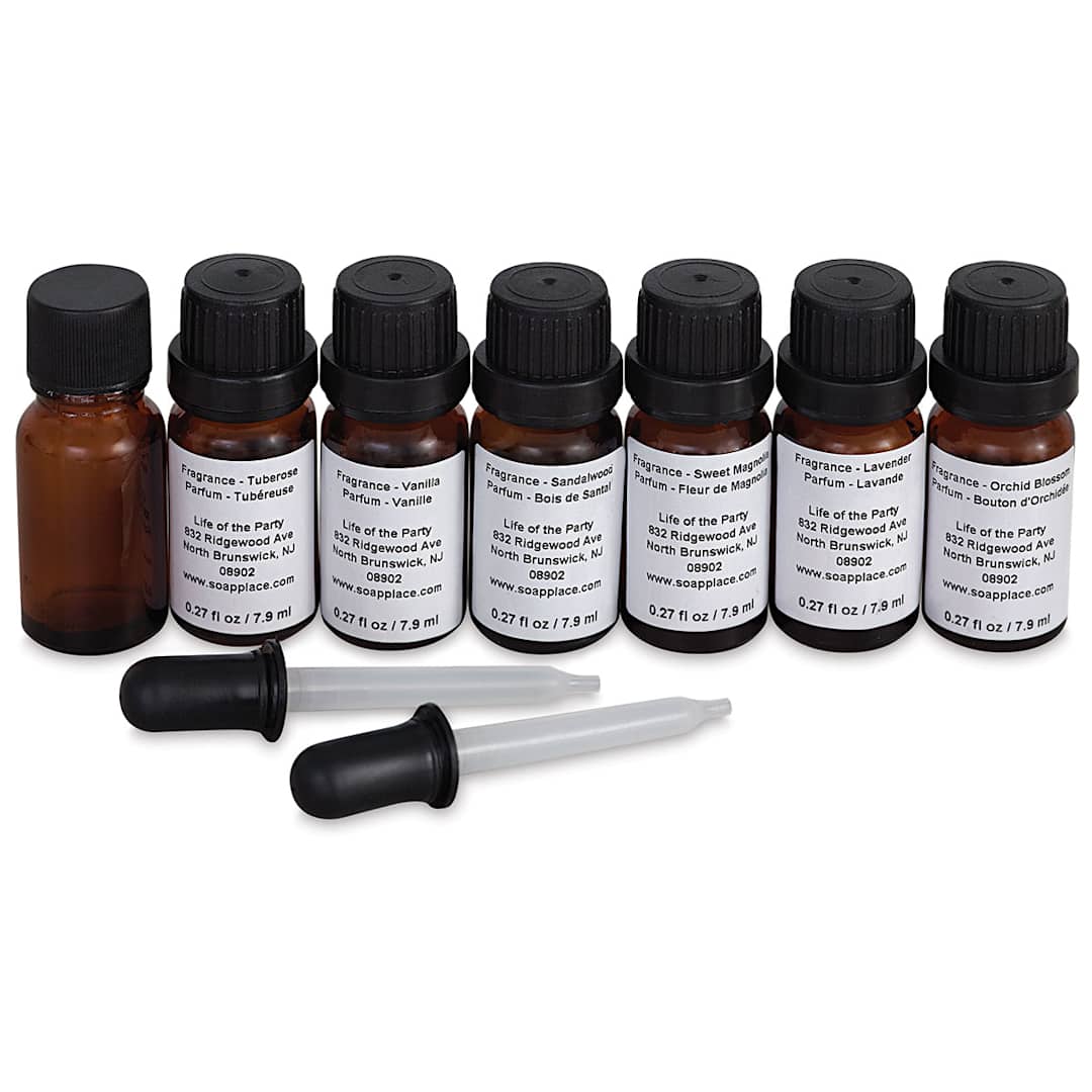 Open in modal - Invent-A-Scent - Six bottles from Serenity Blend Assortment with empty bottle and 2 Droppers
