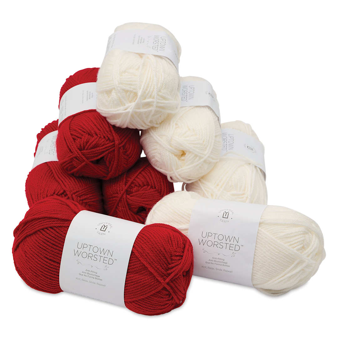 Open in modal - Universal Yarn Traditions Blanket Kit - red and white yarn