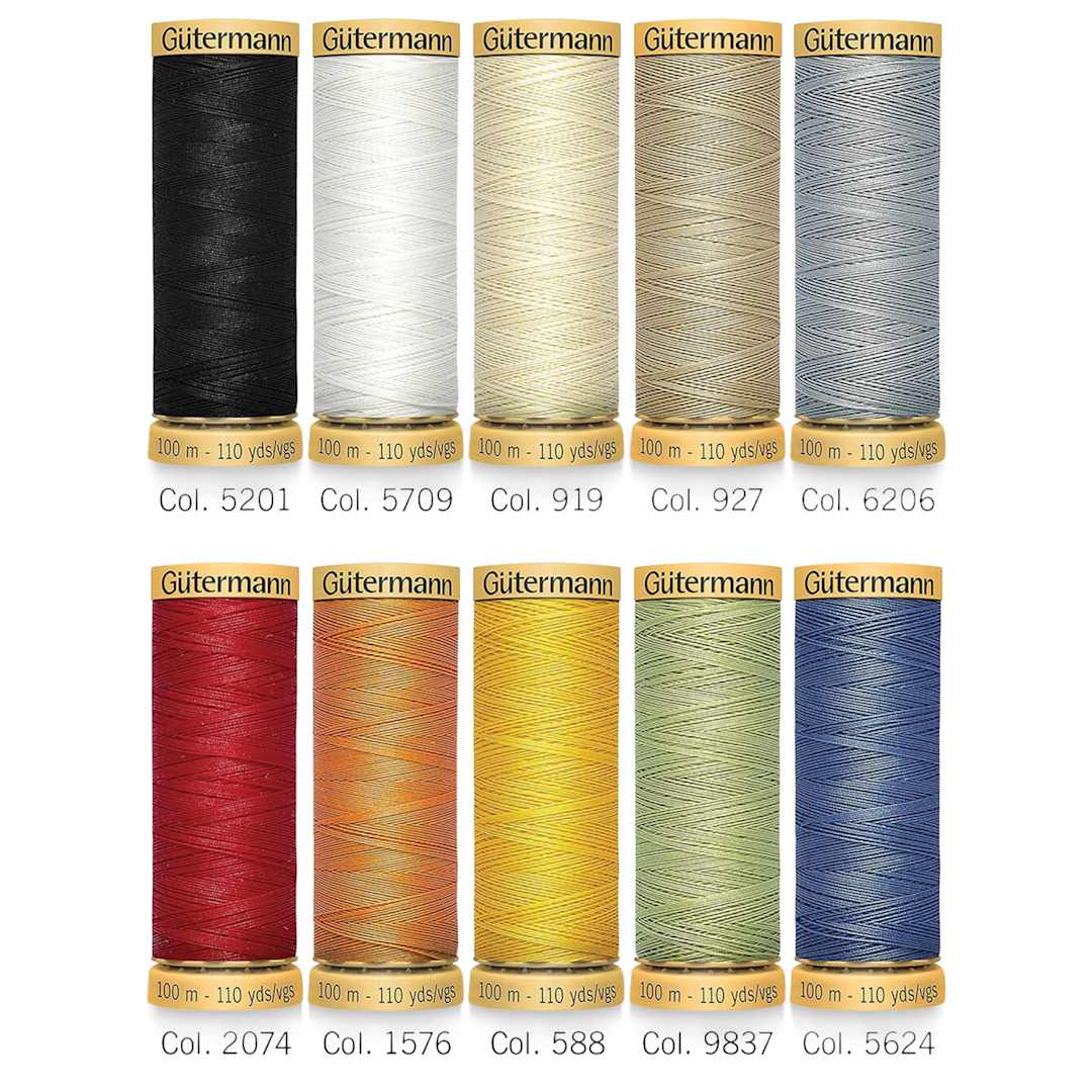 Open in modal - Gutermann Natural Cotton 50 Sewing Thread - Set of 10, Basic Shades, 109 yds