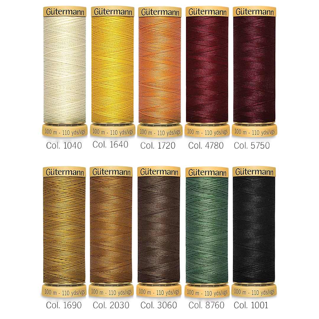 Open in modal - Gutermann Natural Cotton 50 Sewing Thread - Set of 10, Fall Shades, 109 yds