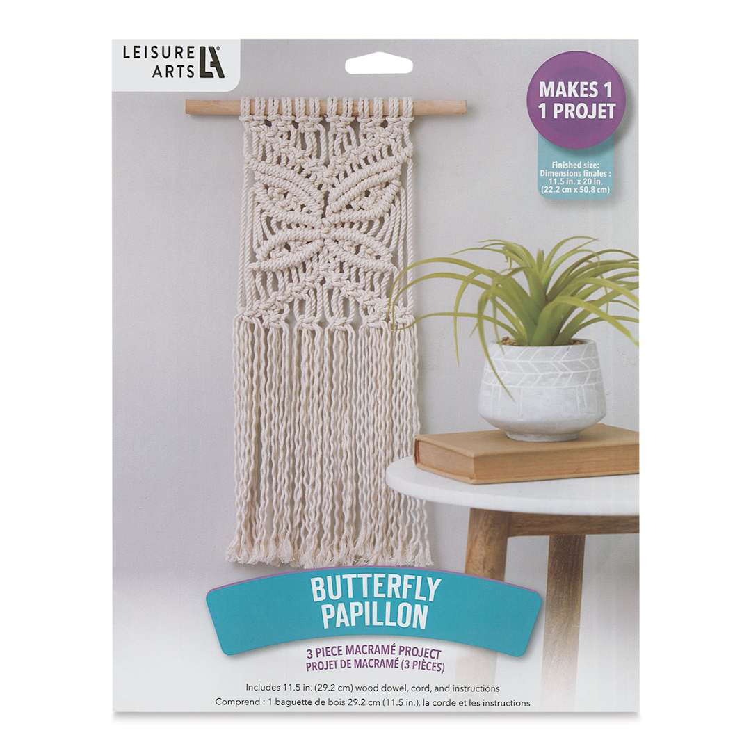 Open in modal - Leisure Arts Macramé Butterfly Kit (Front of packaging)