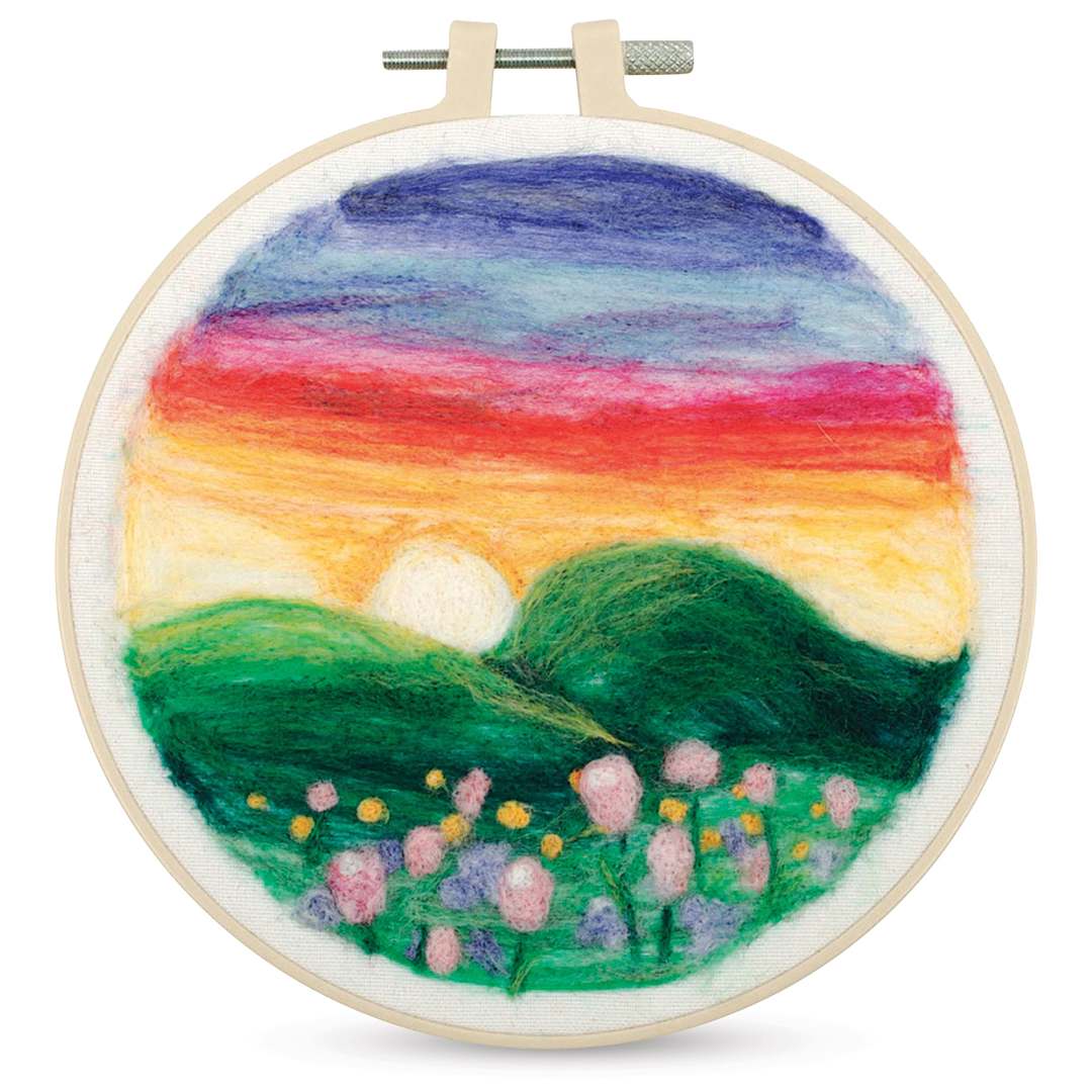 Open in modal - Needle Creations Needle Felting Kit - Mountains, sample of the finished project. 