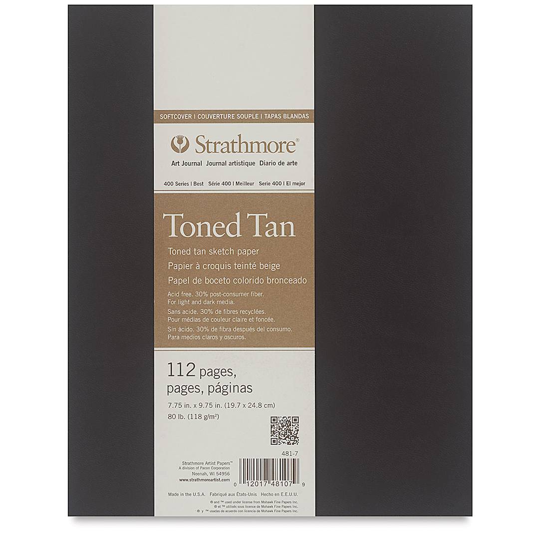 Open in modal - Strathmore Softcover 400 Series Toned Sketch Artist Journal - 9-3/4" x 7-3/4", Tan, 80 lb, 112 Pgs