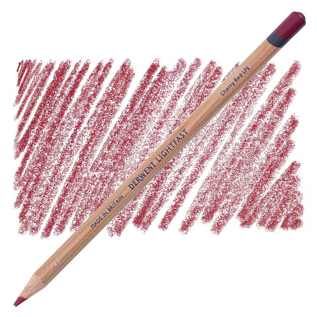 Open in modal - Derwent Lightfast Colored Pencil - Cherry Red pencil and swatch
