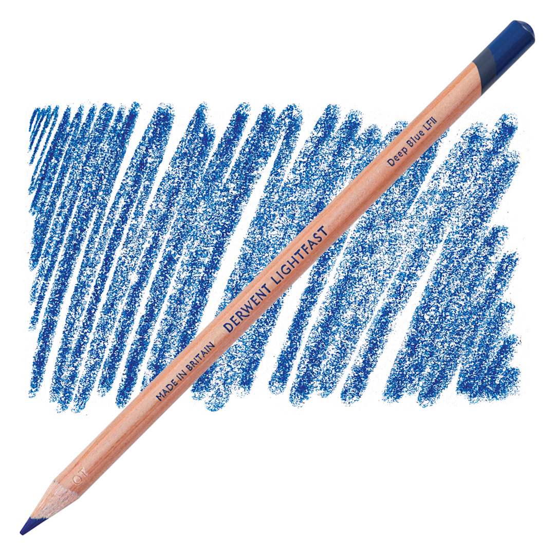 Open in modal - Derwent Lightfast Colored Pencil - Deep Blue pencil and swatch