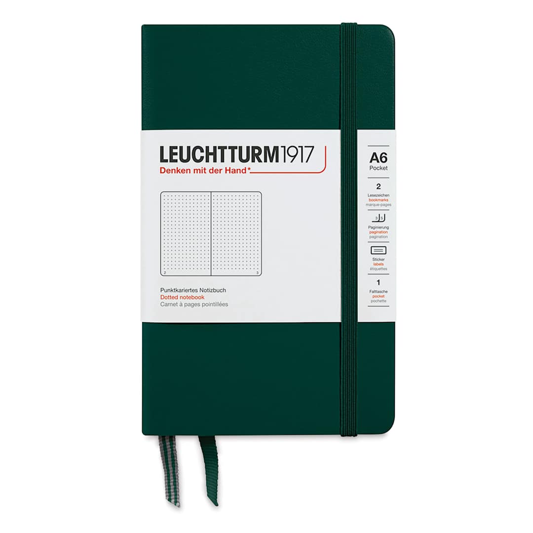 Open in modal - Leuchtturm1917 Dotted Hardbound Notebook - Forest Green, 3-1/2" x 6"