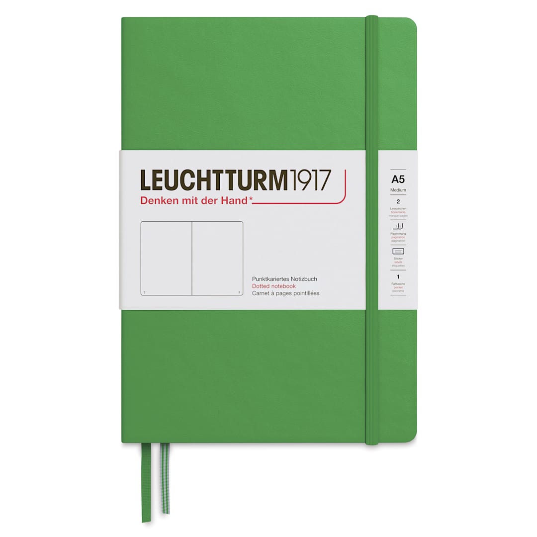 Open in modal - Leuchtturm1917 Dotted Hardbound Notebook - Spring Leaf, 5-3/4" x 8-1/4"