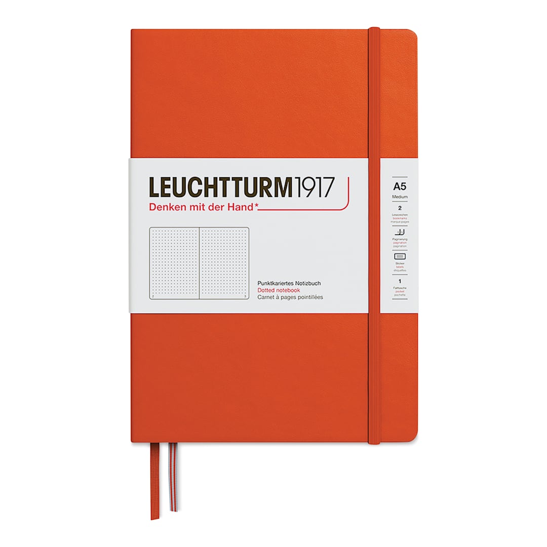 Open in modal - Leuchtturm1917 Dotted Hardbound Notebook - Pumpkin, 5-3/4" x 8-1/4"