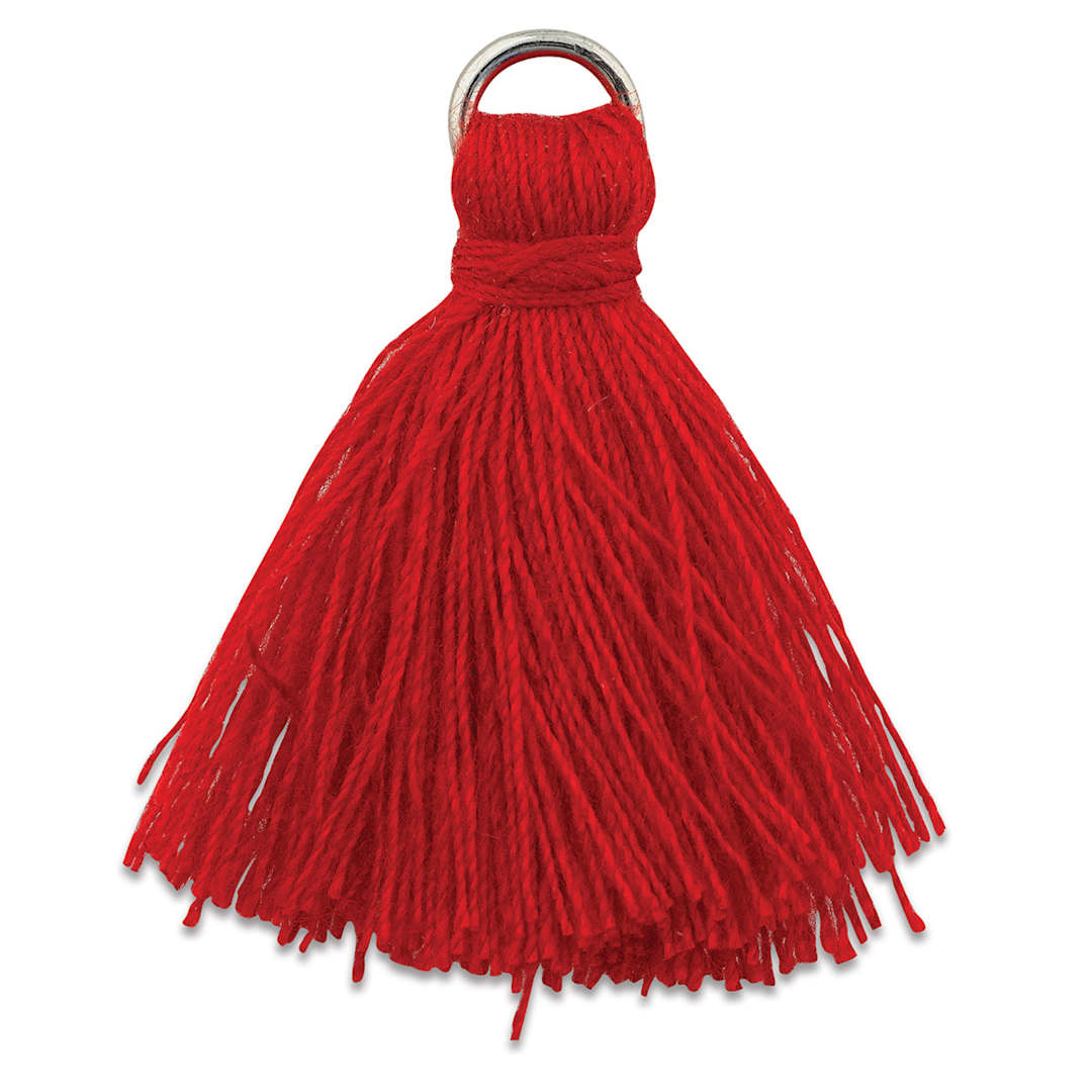 Open in modal - John Bead Poly Cotton Tassels - Single Red Tassel 