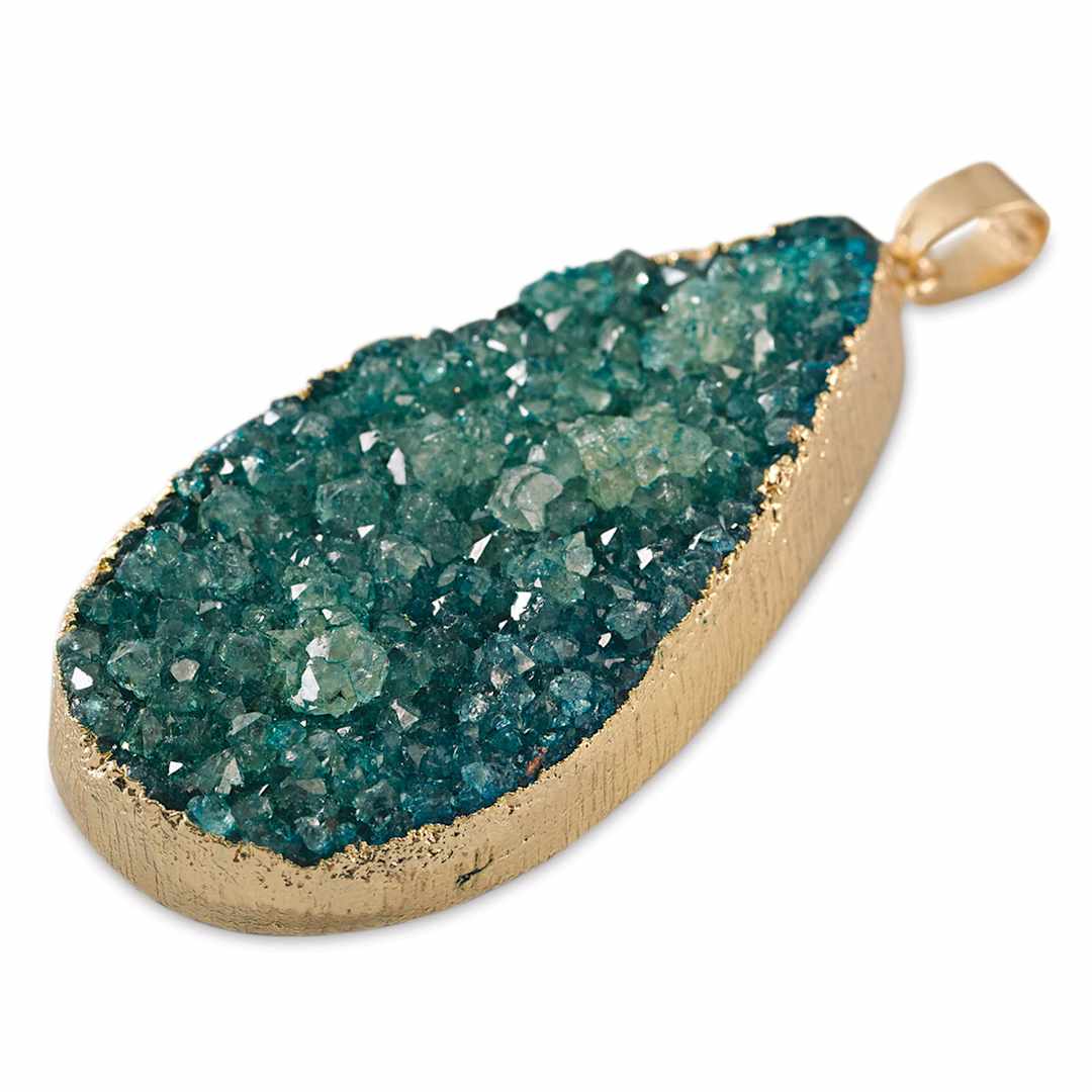 Open in modal - Earth's Jewels Semi-Precious Pendants - Closeup of 50 mm Blue Agate