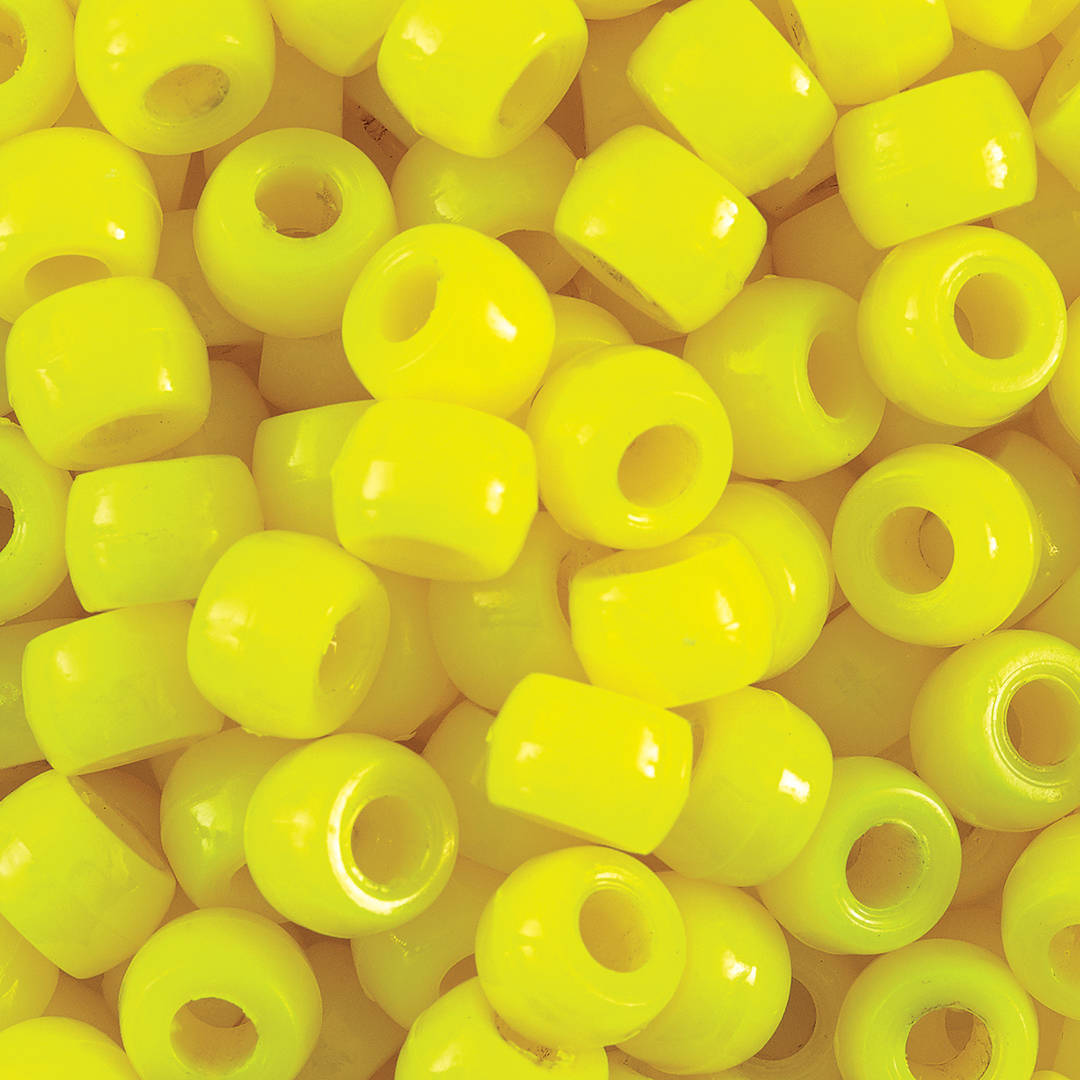 Open in modal - Creativity Street Plastic Pony Beads - Yellow, close-up