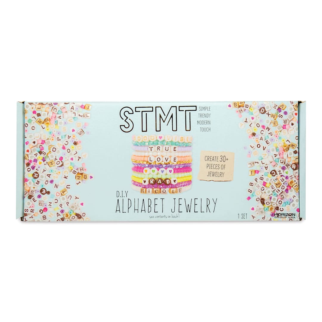 Open in modal - STMT DIY Alphabet Jewelry Kit (front of package)
