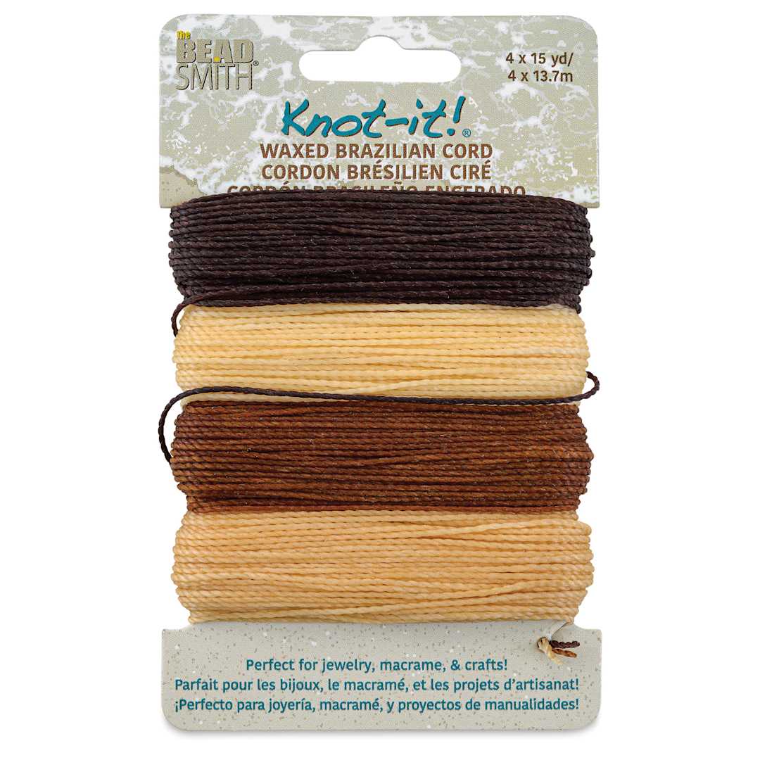 Open in modal - Beadsmith Knot-It Waxed Brazilian Cord - Java Vibes, front of the packaging
