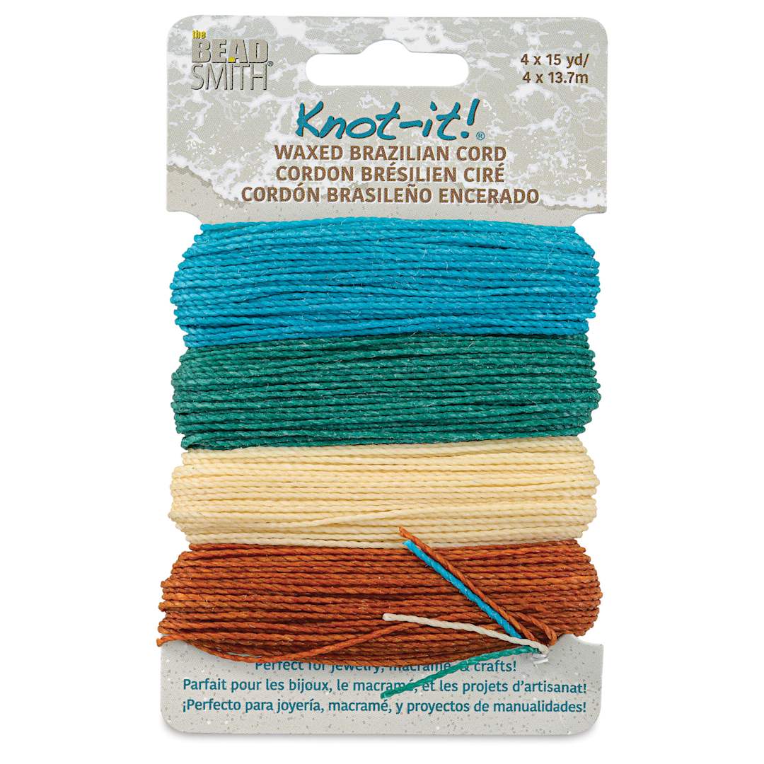 Open in modal - Beadsmith Knot-It Waxed Brazilian Cord - Beach N' Sea, front of the packaging