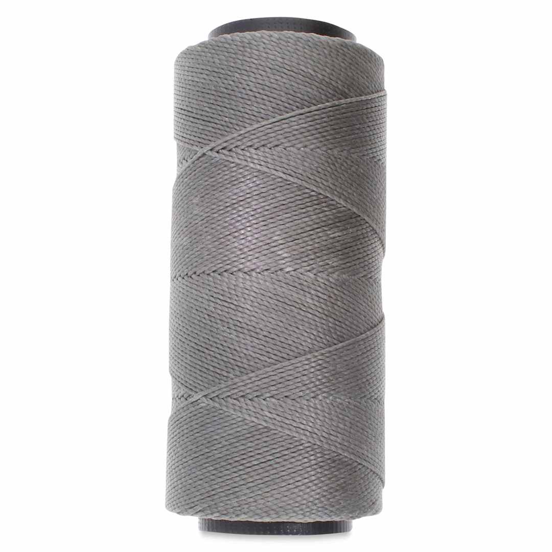 Open in modal - Beadsmith Knot-It Waxed Brazilian Cord - Dark Grey, spool of cord in upright position