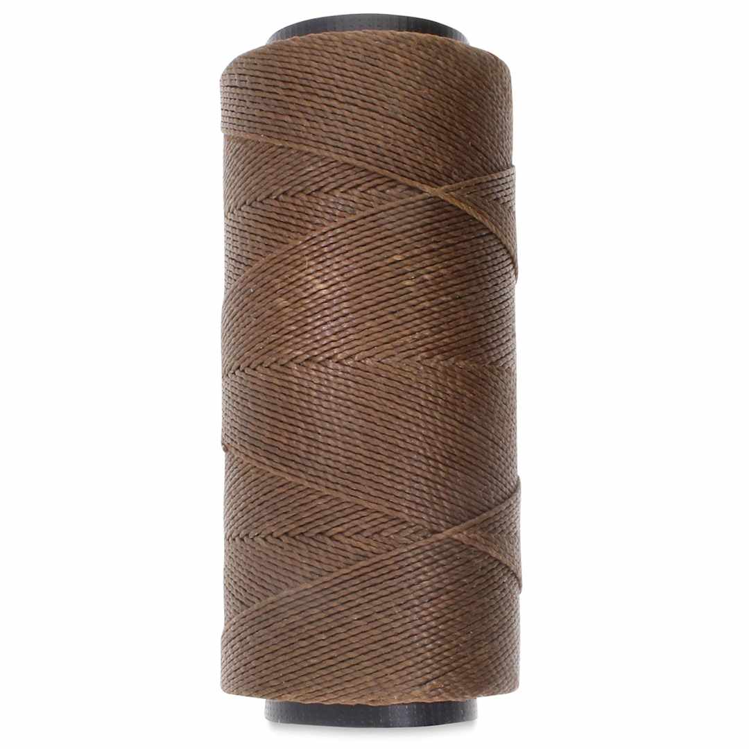 Open in modal - Beadsmith Knot-It Waxed Brazilian Cord - Brown, spool of cord in upright position