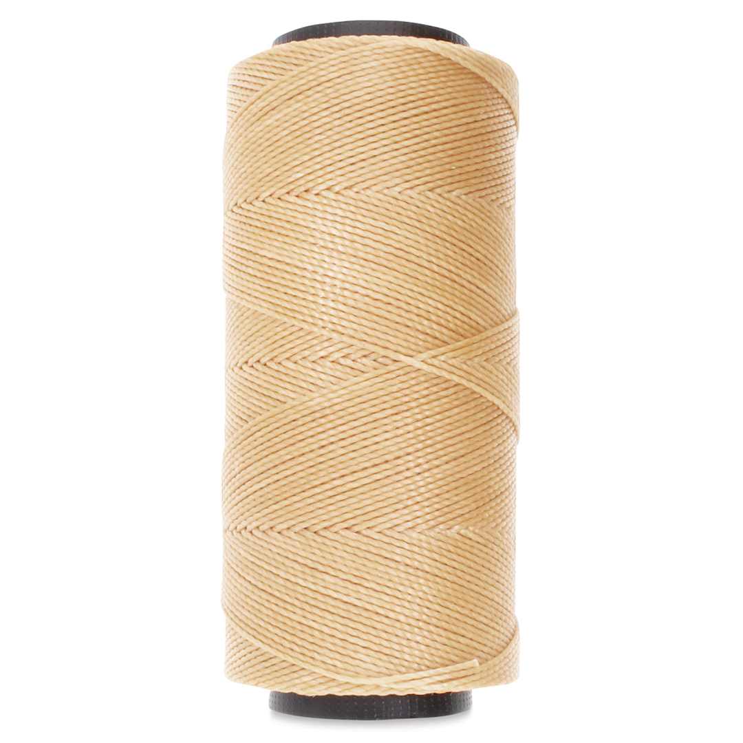Open in modal - Beadsmith Knot-It Waxed Brazilian Cord - Natural, spool of cord in upright position