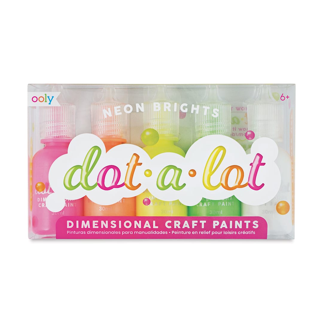 Open in modal - Ooly Dot A Lot Dimensional Craft Paint, Neon Brights, Set of 5 (in packaging)