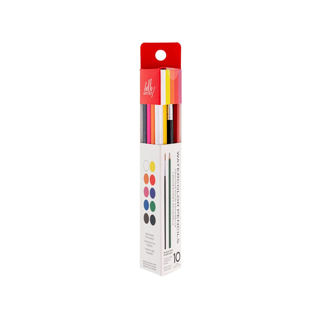 Open in modal - Hello, Artist! Watercolor Pencils - Set of 10 plus Brush