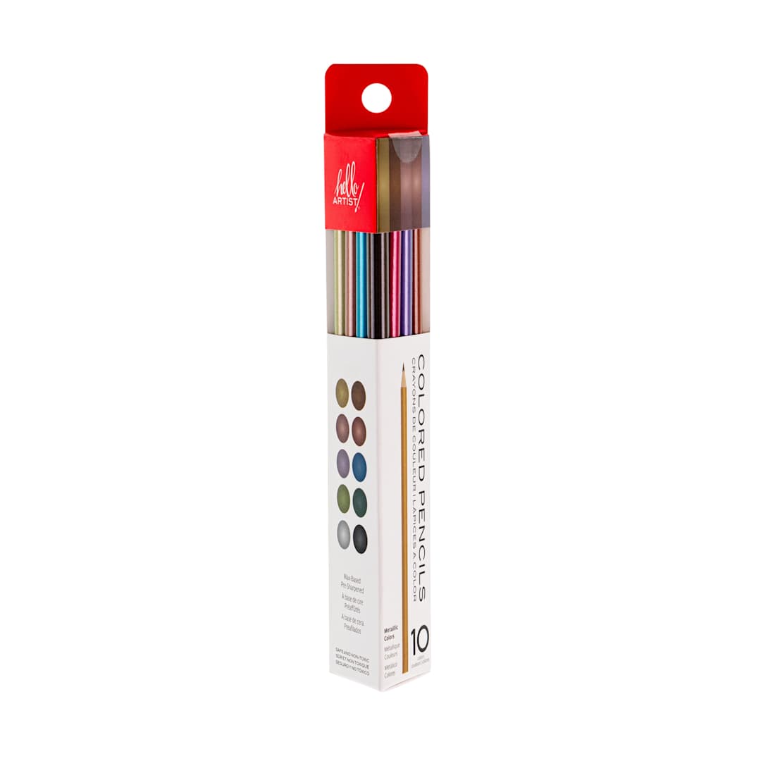 Open in modal - Hello, Artist! Colored Pencils Set of 10, Metallic Colors