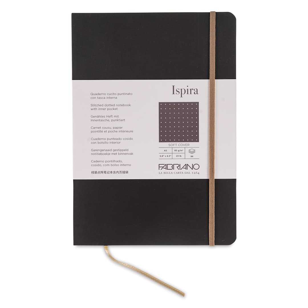 Open in modal - Fabriano Ispira Hard-Cover Notebook - Brown, 5-4/5" x 8-1/4", Dot Grid, front cover