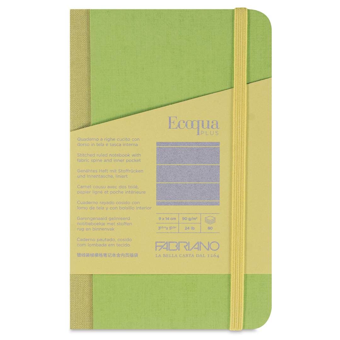 Open in modal - Fabriano Ecoqua Plus Fabric-Bound Notebook - Lime, 3-1/2" x 5-1/2", Lined, front cover
