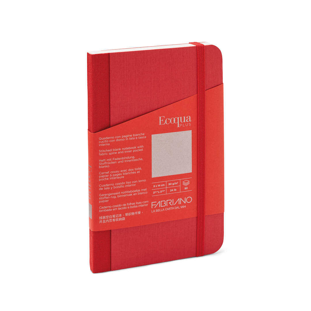 Open in modal - Fabriano Ecoqua Plus Fabric Blank A5 Notebook, 80 Sheets, Red