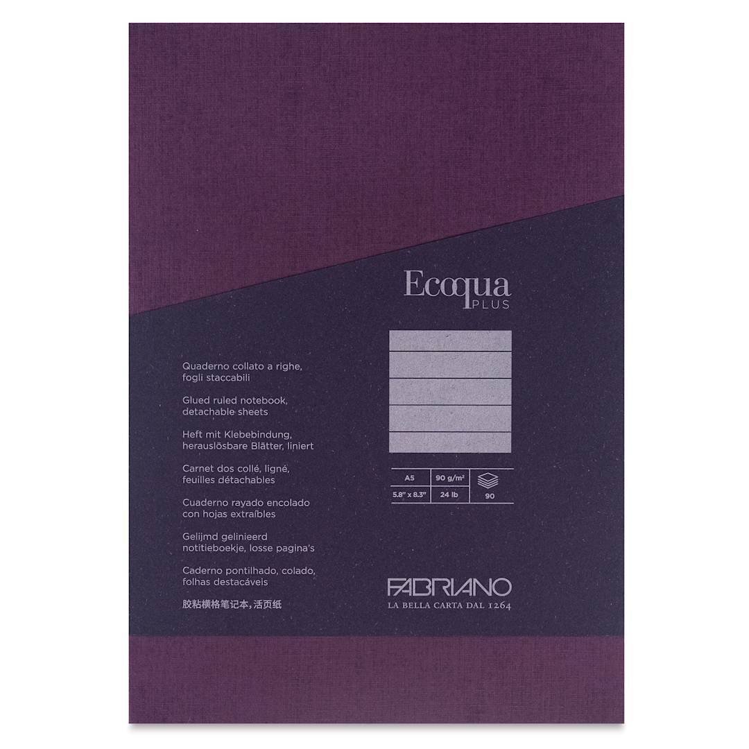 Open in modal - Fabriano Ecoqua Plus Glue-Bound Notebook - Wine, 5-4/5" x 8-1/4", Lined, front cover