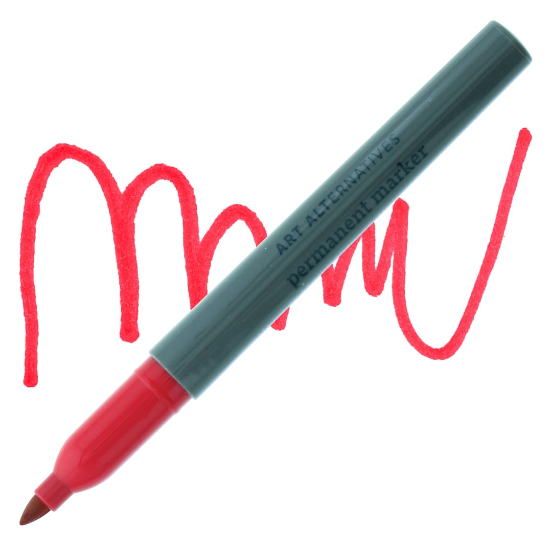 Open in modal - Art Alternatives Permanent Fine Marker - Red Marker and Swatch