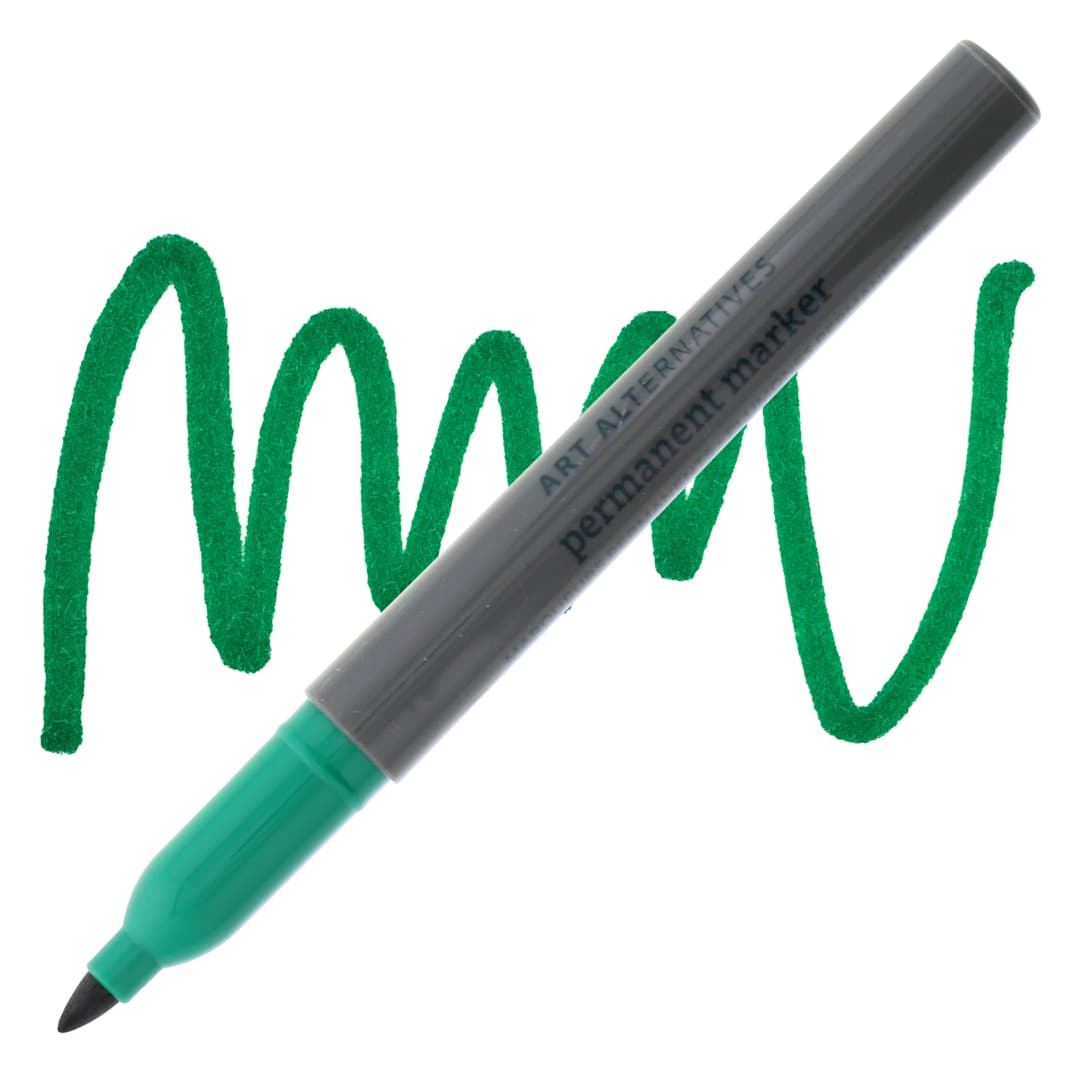 Open in modal - Art Alternatives Permanent Fine Marker - Green Marker and Swatch