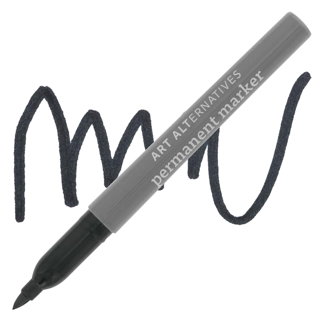 Open in modal - Art Alternatives Permanent Fine Marker - Black Marker and Swatch