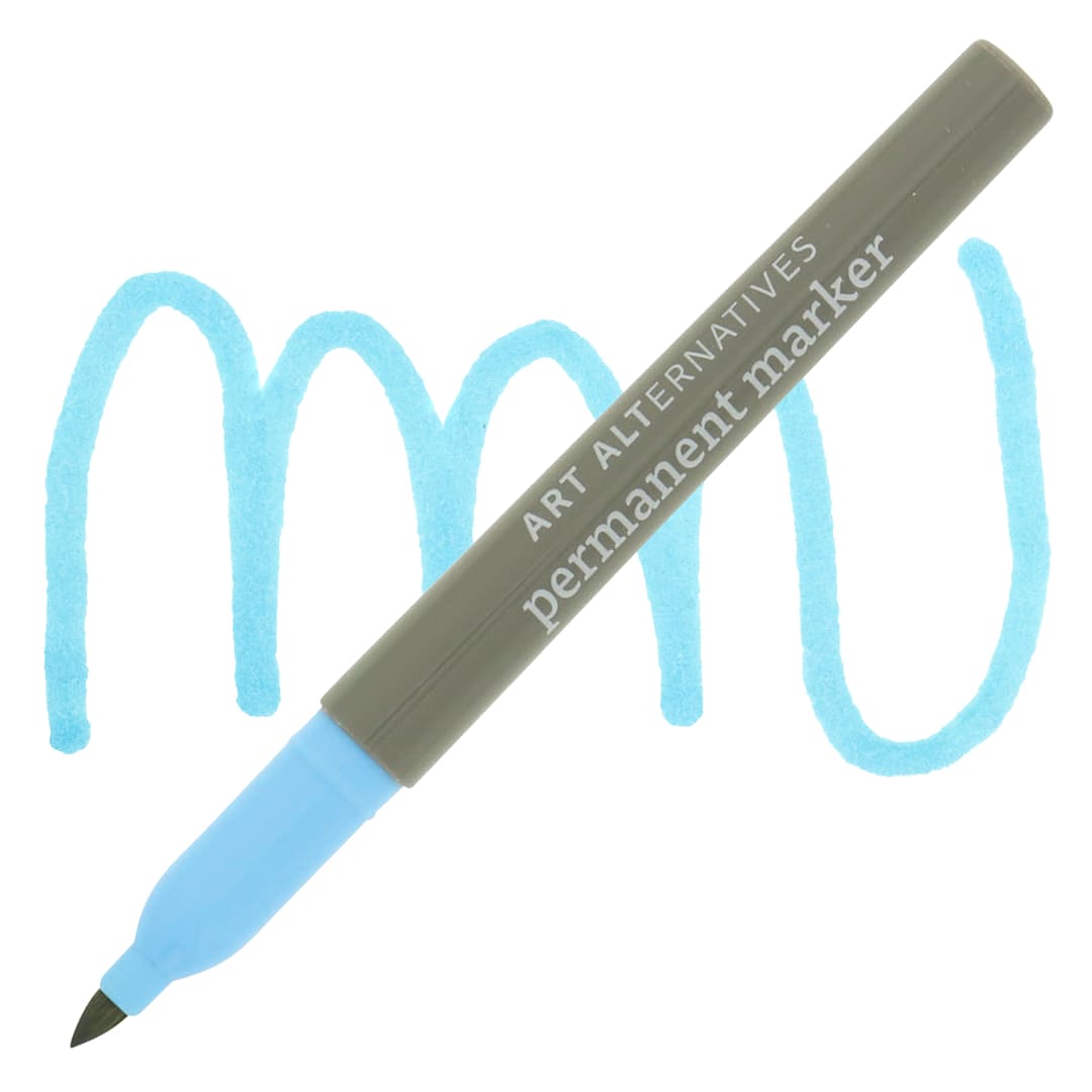 Open in modal - Art Alternatives Permanent Fine Marker - Neon Blue Marker and Swatch