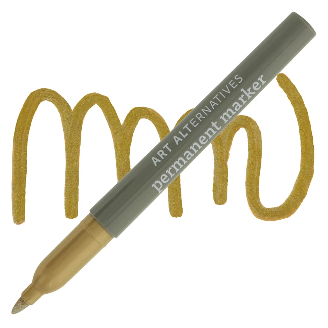 Open in modal - Art Alternatives Permanent Marker - Metallic Gold Marker and Swatch