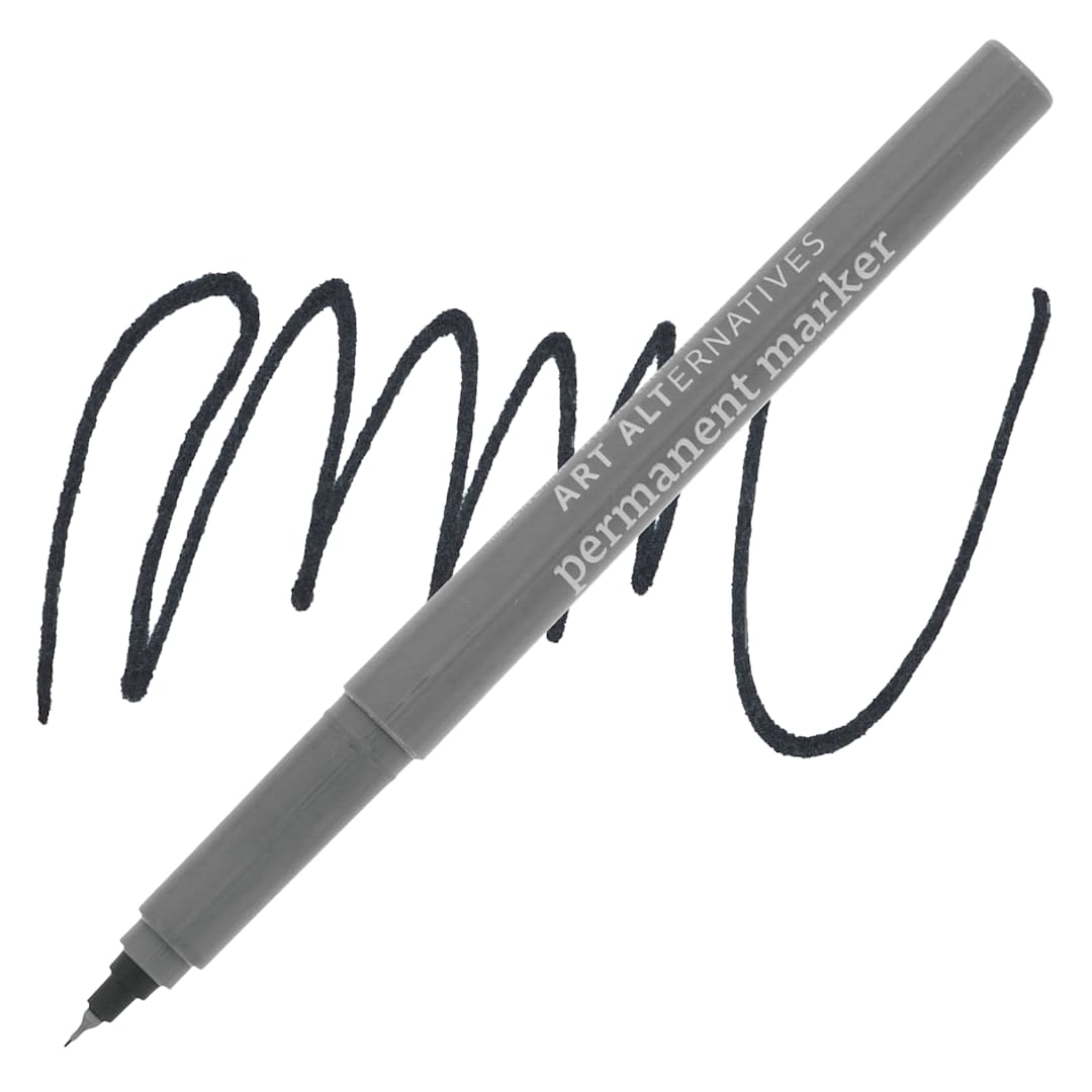 Open in modal - Art Alternatives Permanent Extra Fine Marker - Black Marker and Swatch