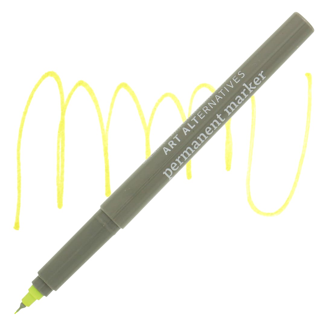 Open in modal - Art Alternatives Permanent Extra Fine Marker - Chartreuse Marker and Swatch