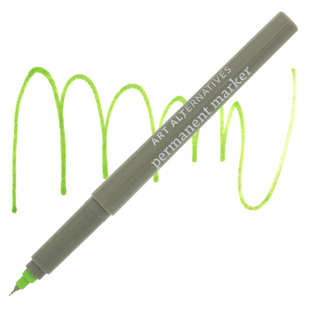 Open in modal - Art Alternatives Permanent Extra Fine Marker - Lime Marker and Swatch