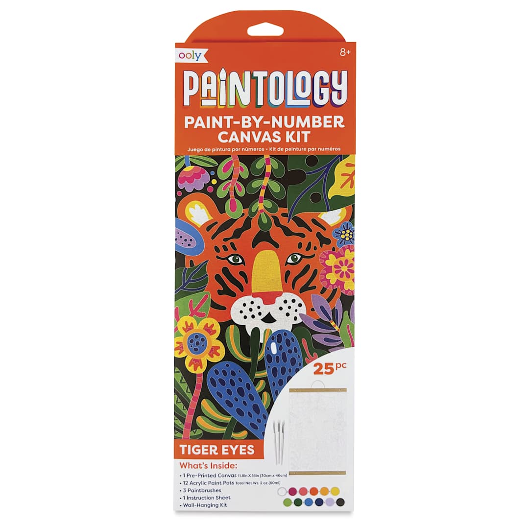 Open in modal - Paint-By-Number Canvas Kit, Tiger Eyes, front of packaging