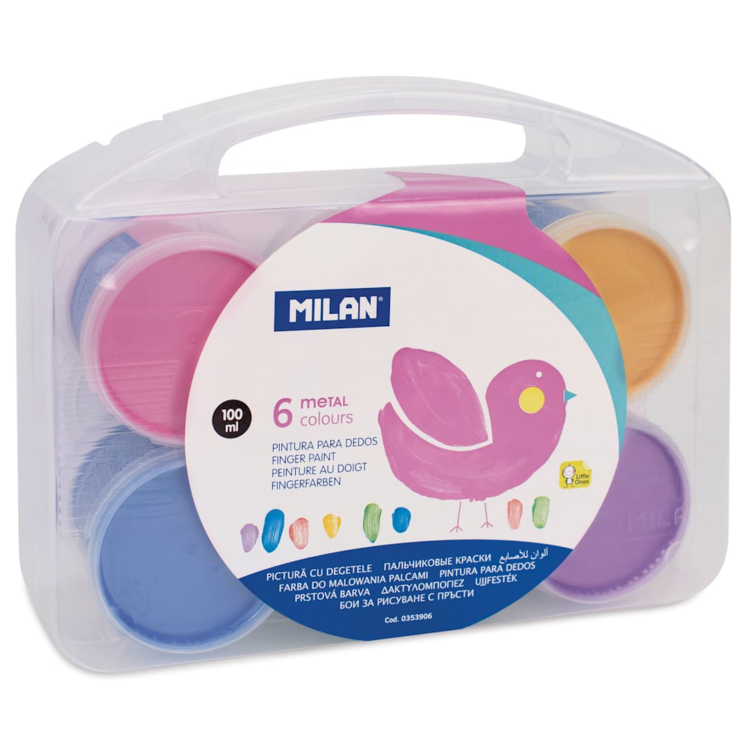 Open in modal - Milan Finger Paint Set - Set of 6, Metallic Colors, 100 ml, front of packaging