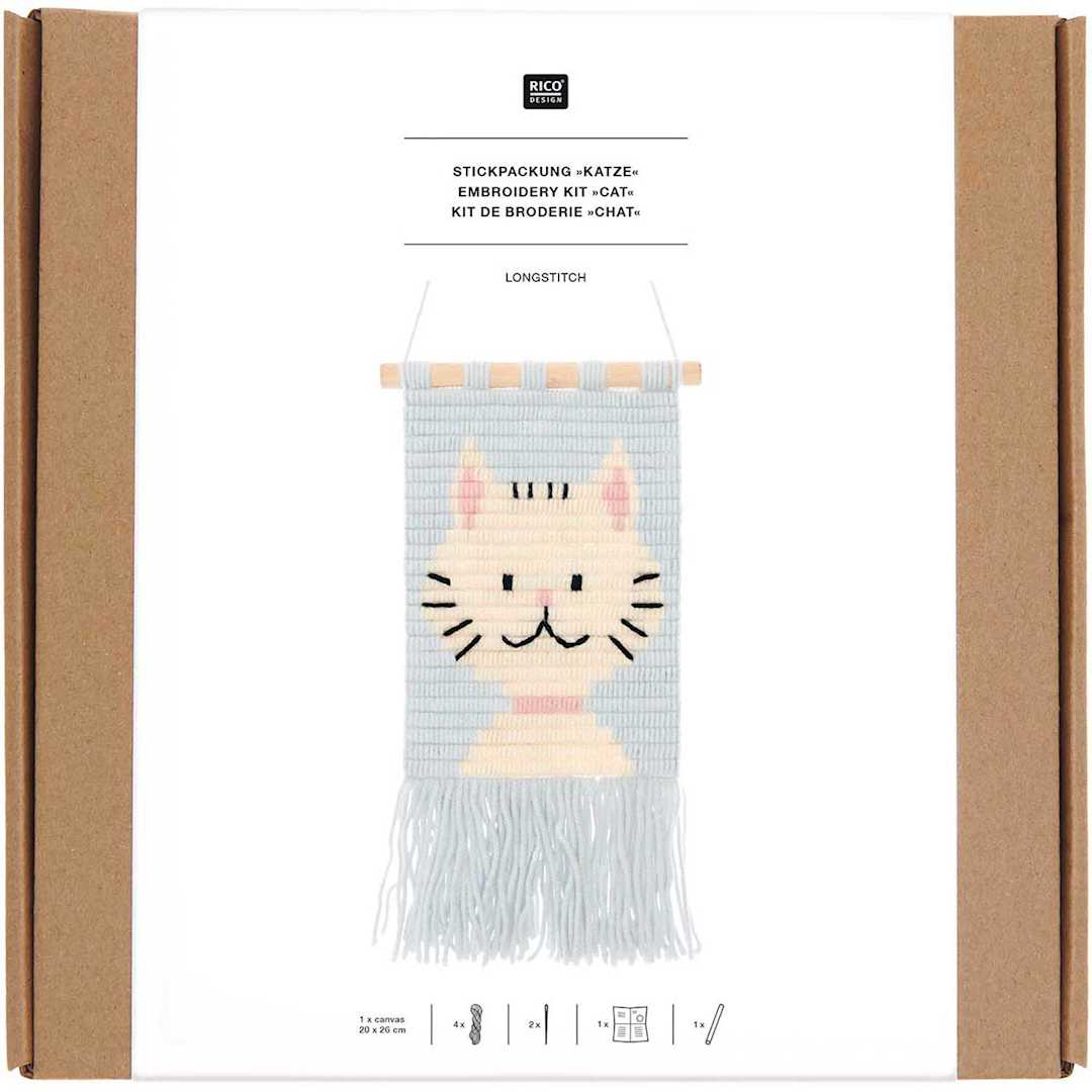 Open in modal - Longstitch Embroidery Kits Cat Kit - 18 x 30 cm (7.1" x 11.2")