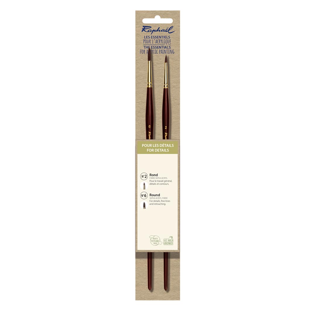 Open in modal - Raphael Essentials Acrylic & Watercolor Brush Set, Acrylic, 2-Brush Set, For Details