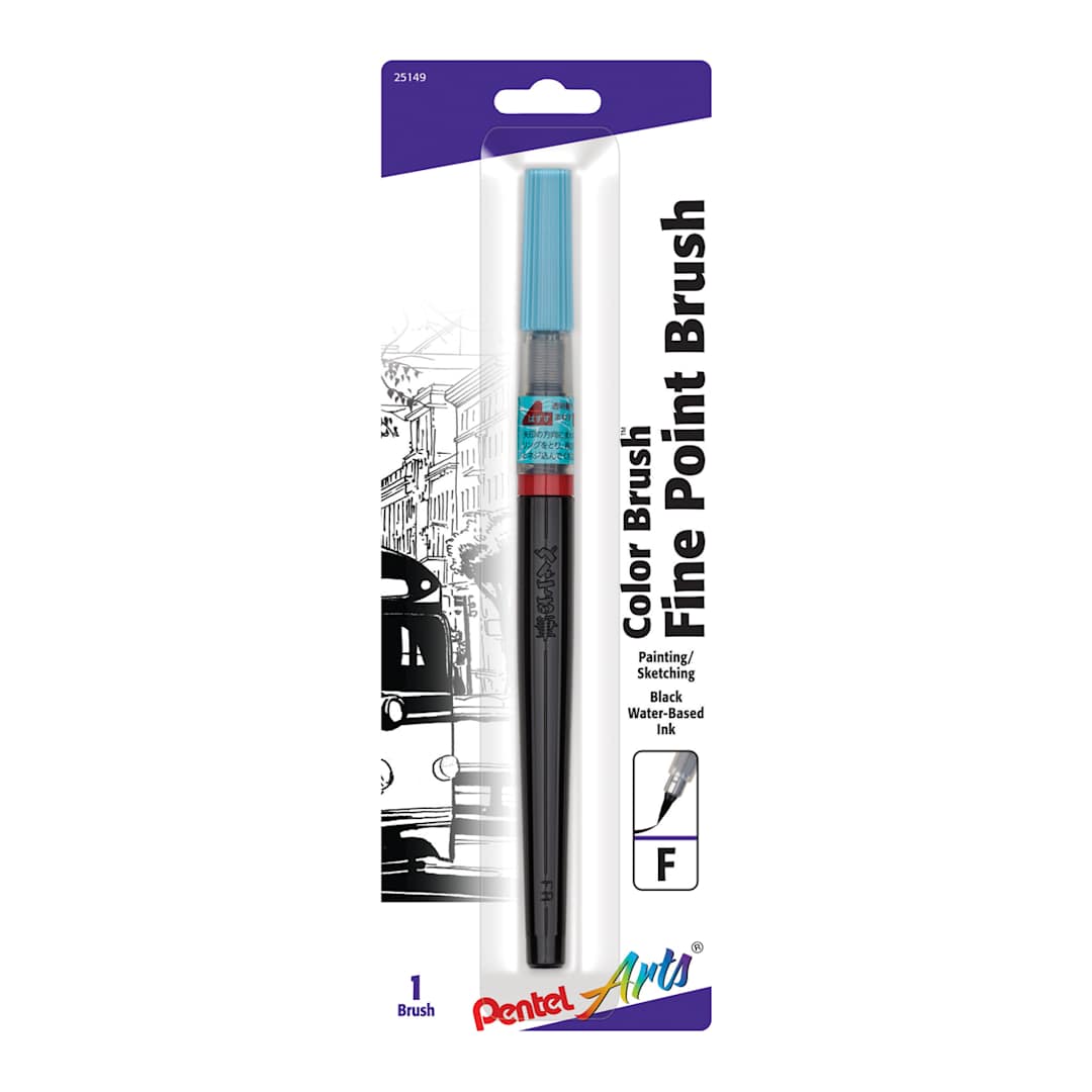 Open in modal - Color Brush Pens & Refill Ink Cartridges Black Fine Water-Based Ink, Carded - Peggable