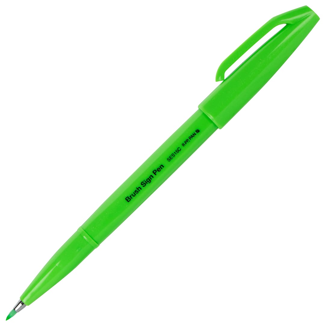 Open in modal - Sign Pen with Brush Tip Fluorescent Light Green