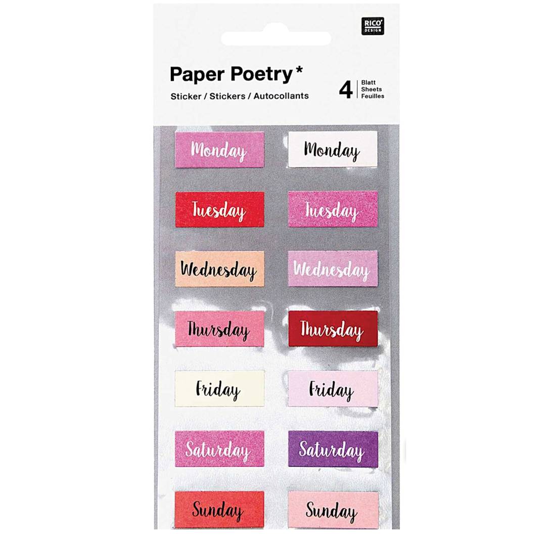 Open in modal - Sticker Sheet Sets Weekdays Pink - 4 Shts./Pkg.