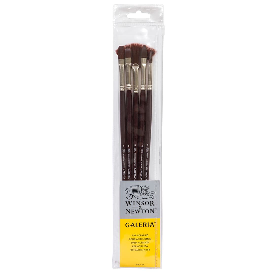 Open in modal - Winsor & Newton Galeria Brush Set, Long Handle, 5-Brushes