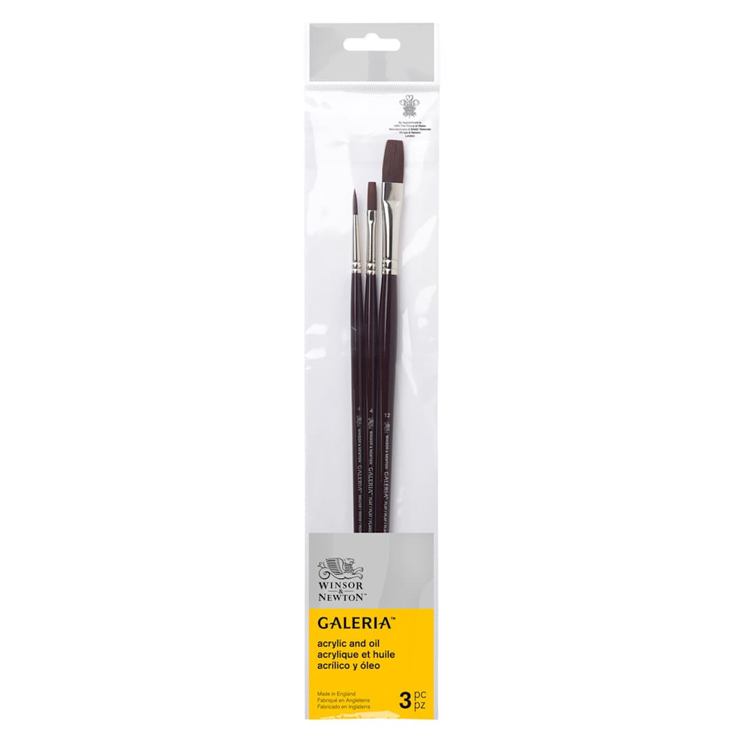 Open in modal - Winsor & Newton Galeria Brush Set, Long Handle, 3-Brush Set #1
