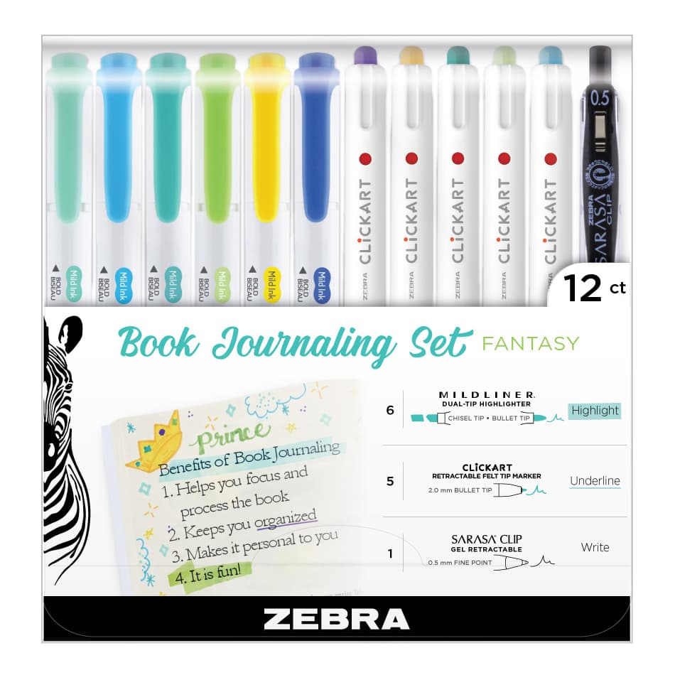 Open in modal - Zebra Book Journaling Set of 12, Fantasy