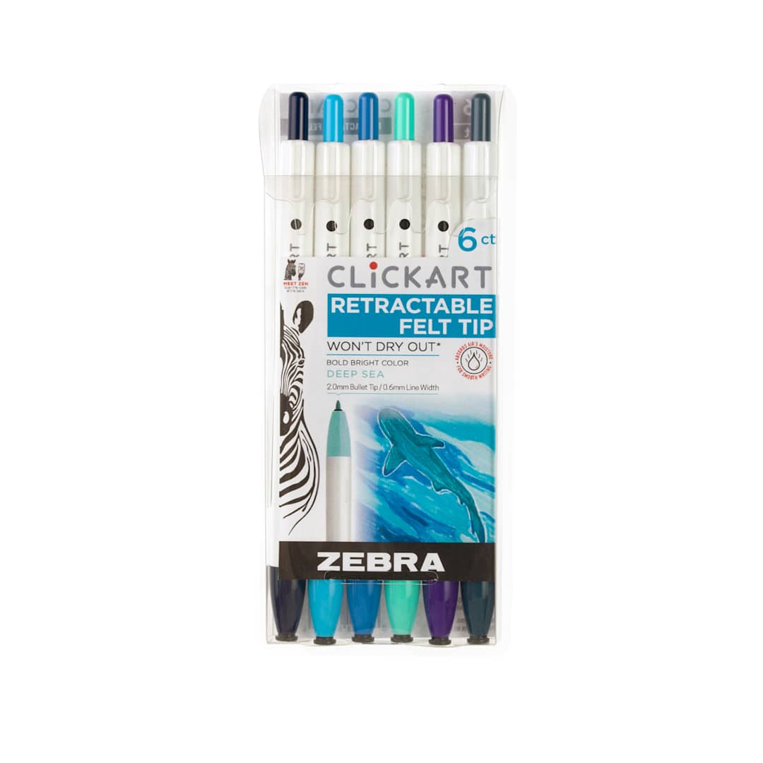 Open in modal - ClickArt Retractable Marker Pen 6-Pen Deep Sea Set